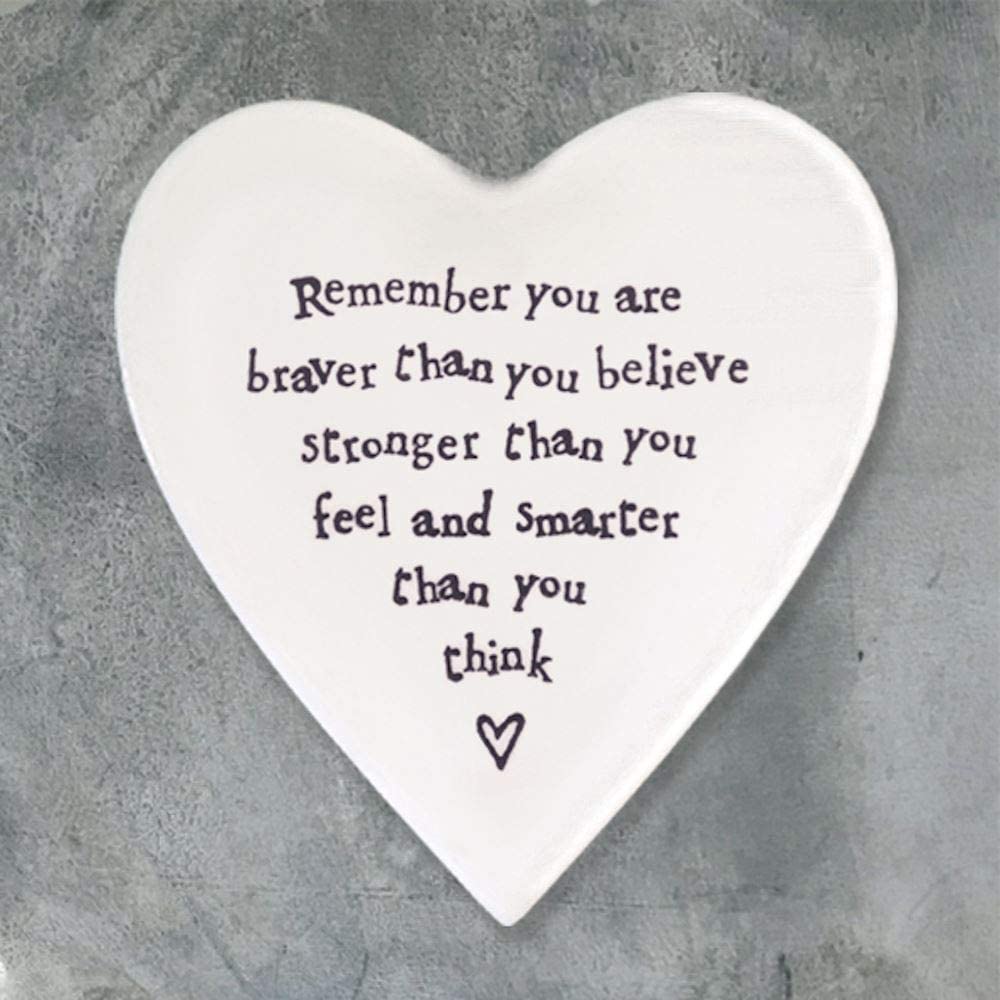 East of India Porcelain Heart Coaster - Braver