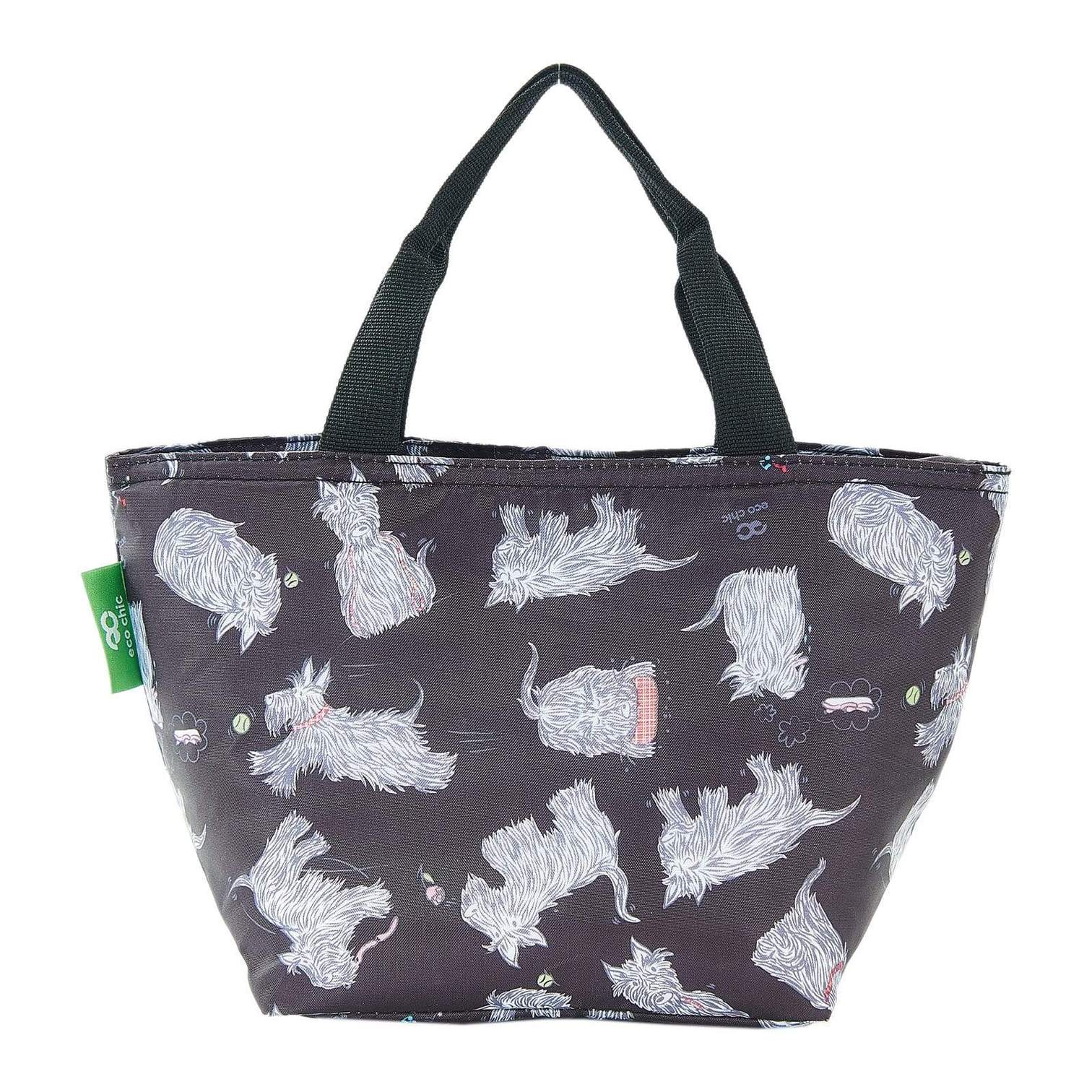 Eco Chic Lightweight Foldable Lunch Bags - Scatty Scottie Dog Black