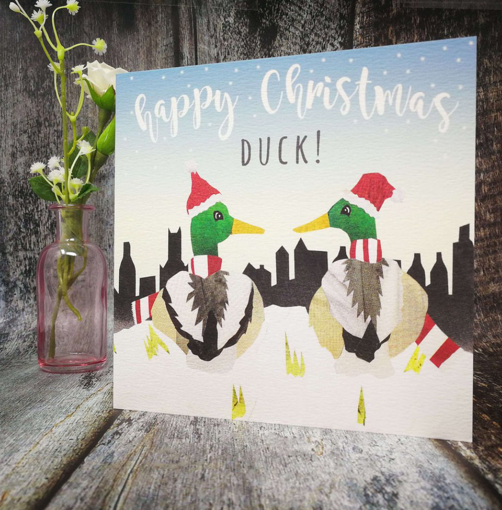 Flying Teaspoons Happy Christmas Duck Card