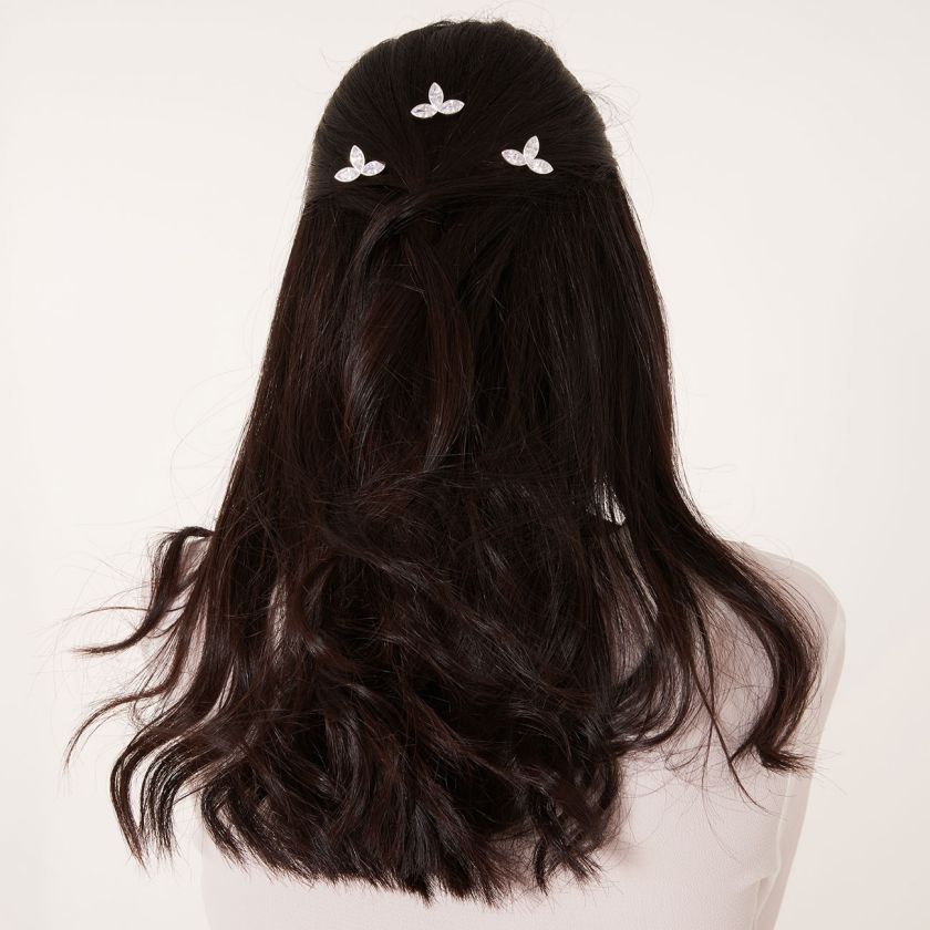 Joma Jewellery Happy Ever After Hair Accessories - CZ Crystal Leaf Pins