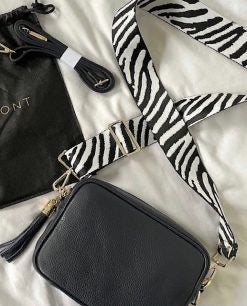 Elie Beaumont Designer Leather Crossbody Bag - Black (GOLD Fittings)