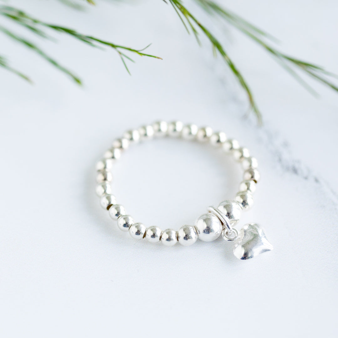 Jolu Jewellery Mini Puff Heart Stretch Ring