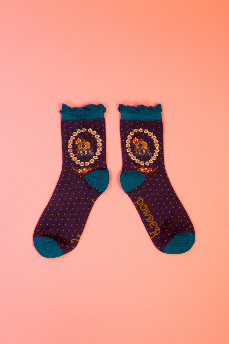 Powder Alphabet Socks - Letter R