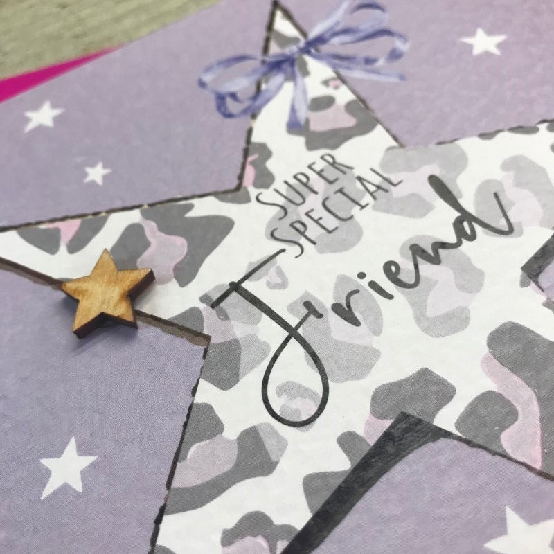 White Cotton Cards Leopard Print Star Special Friend Birthday Card