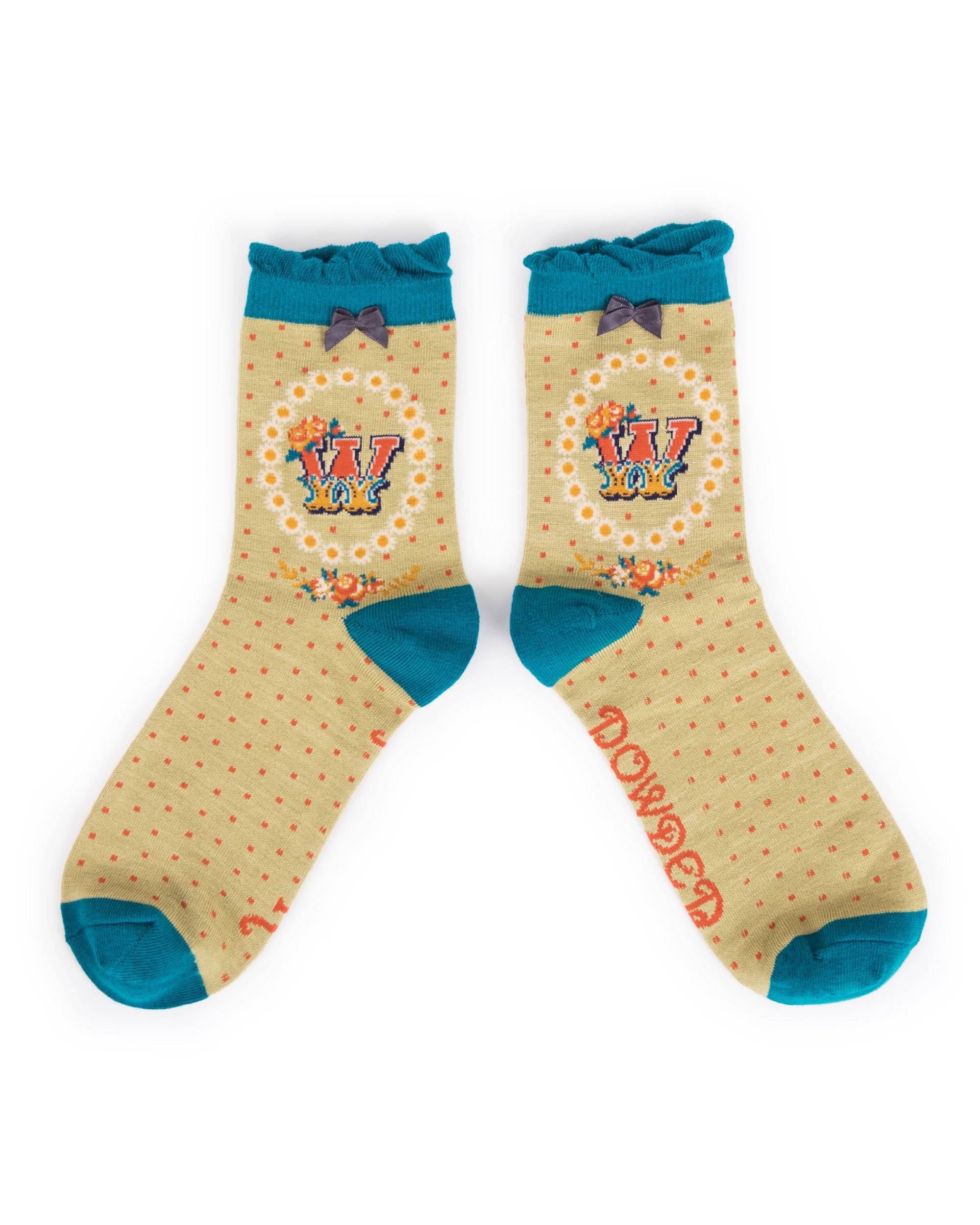 Powder Alphabet Socks - Letter W