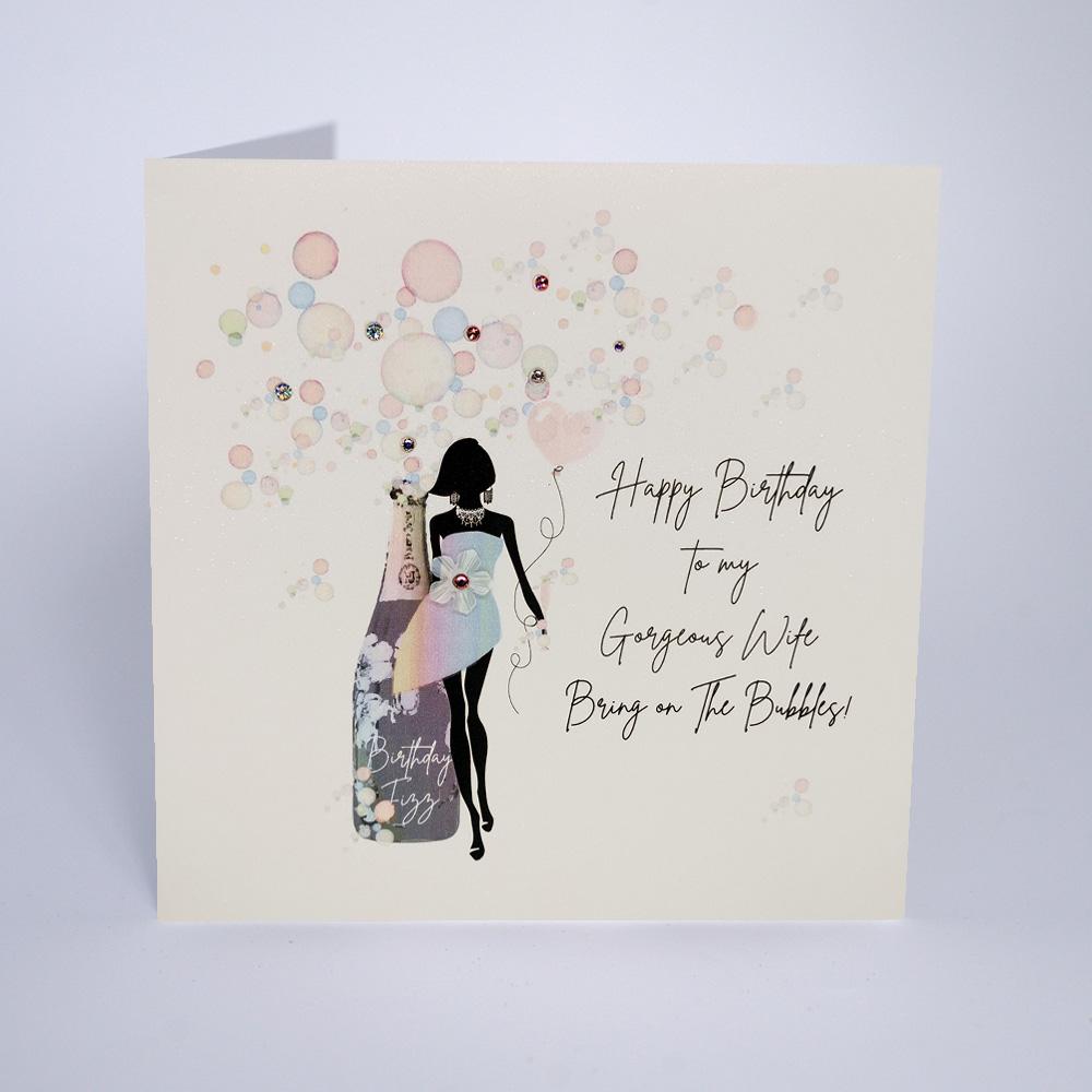 Five Dollar Shake Bring on the Bubbles Wife Birthday Card