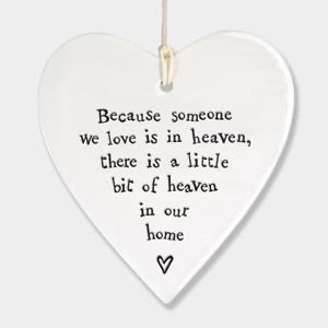 East of India Porcelain Round Hanging Heart - Bit of Heaven