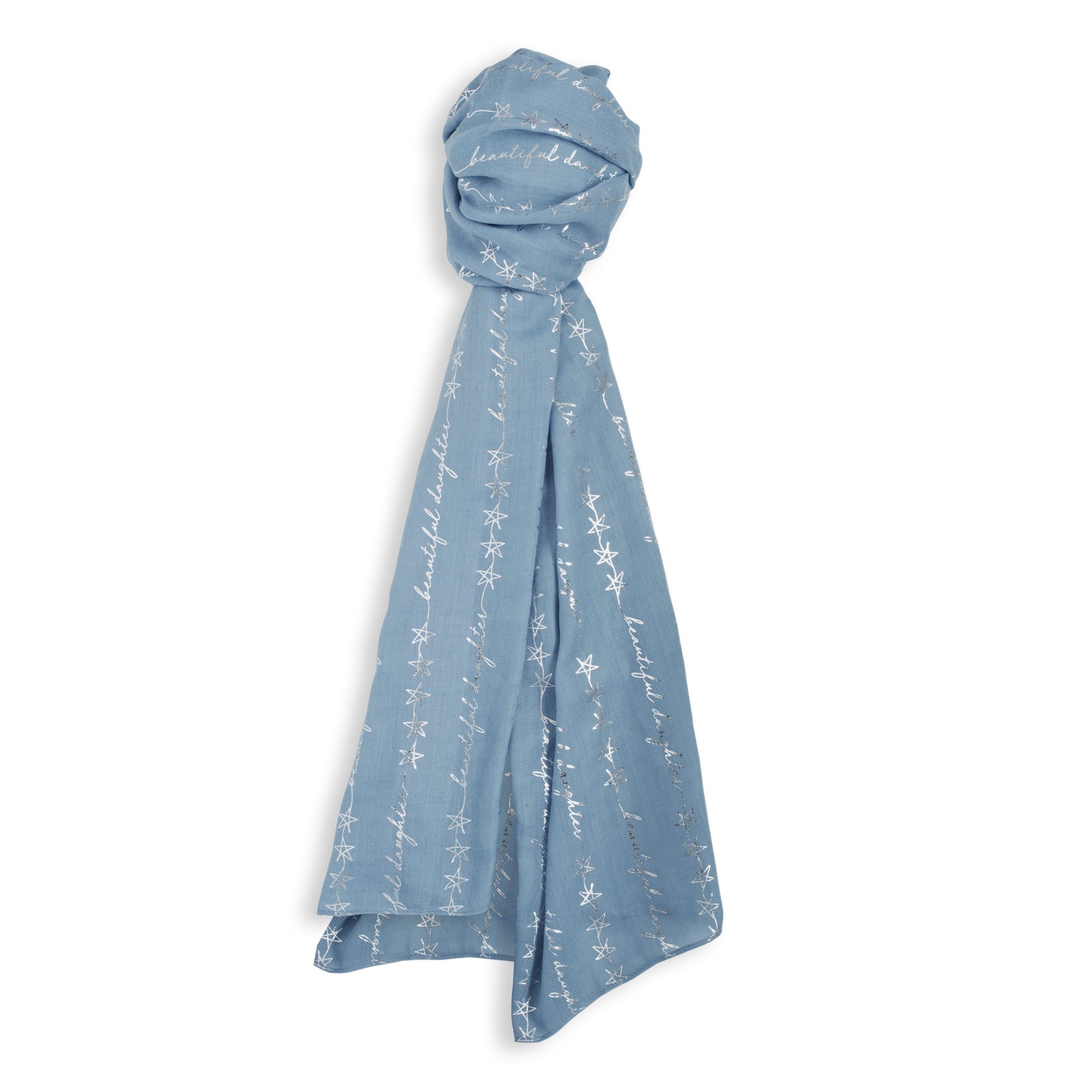 Katie Loxton Metallic Sentiment Scarf - Beautiful Daughter - Blue