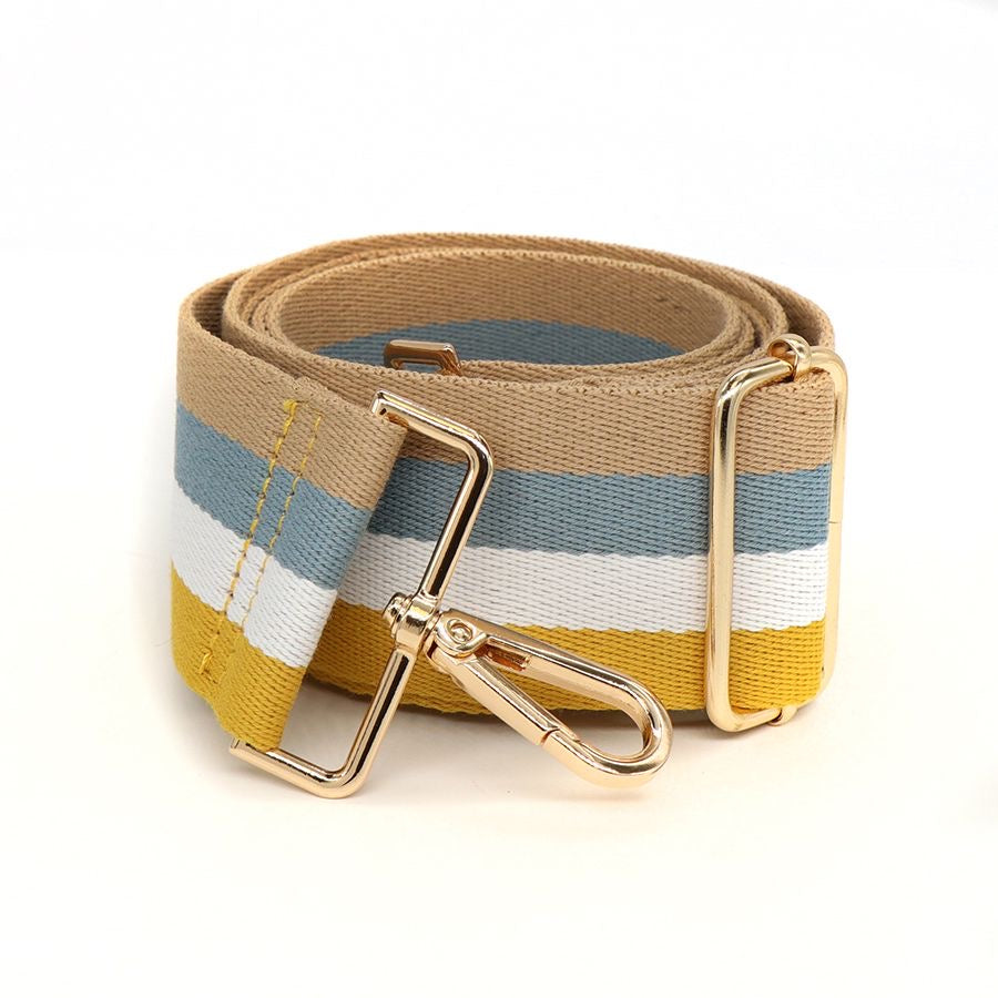 POM Mustard & Blue Stripe Print Bag Strap