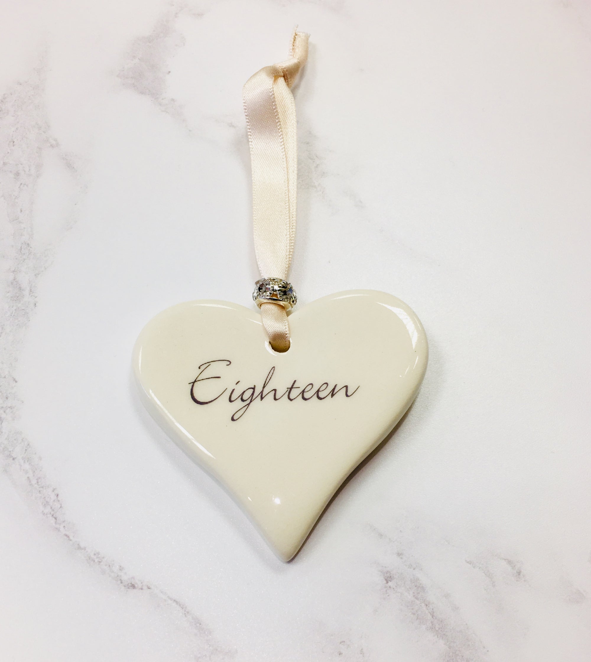 Dimbleby Ceramics Sentiment Hanging Heart - Eighteen