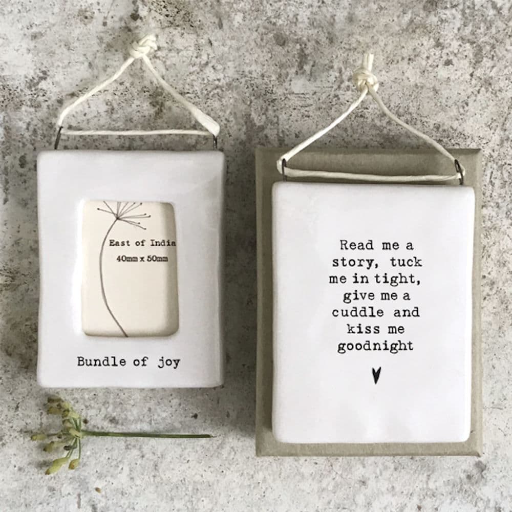 East of India Porcelain Mini Hanging Frame - Bundle of Joy