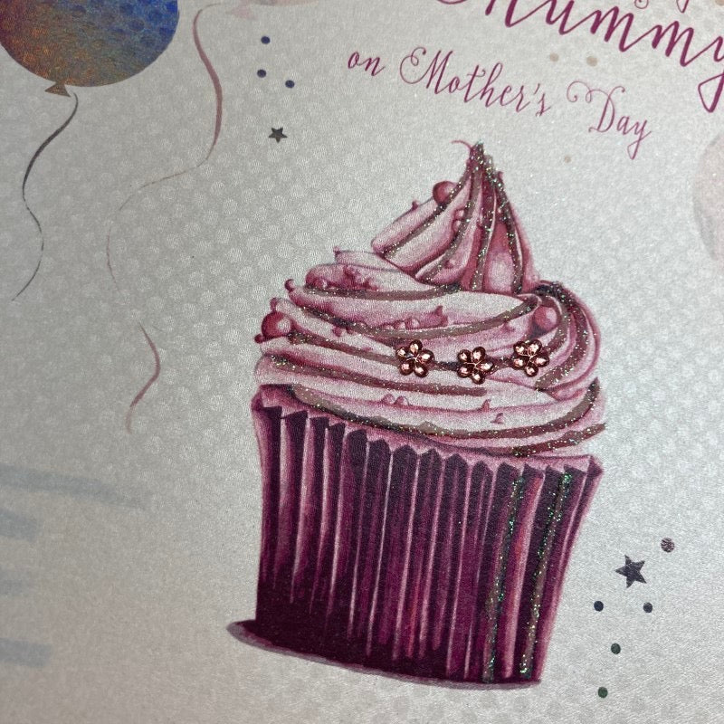 White Cotton Cards To my Mummy on Mother's Day Cupcake Card