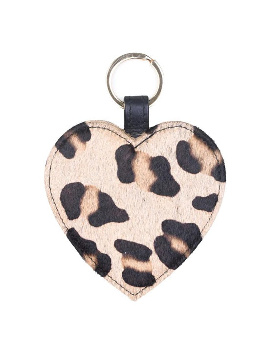 Mala Leather Matrah Leopard Heart Keyring (909 90) - Black