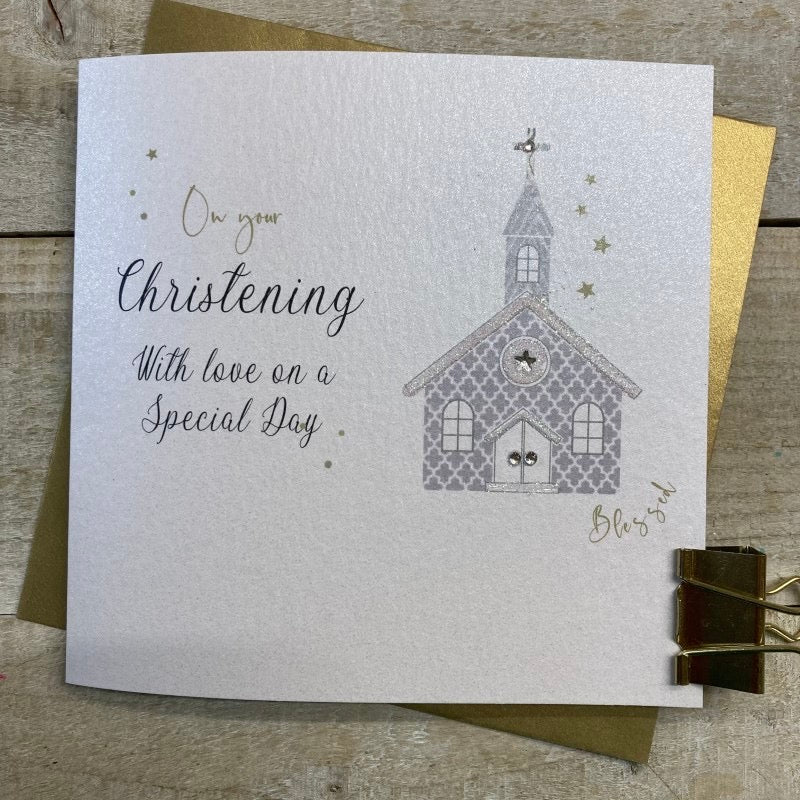 White Cotton Cards Christening Church Special Day Card