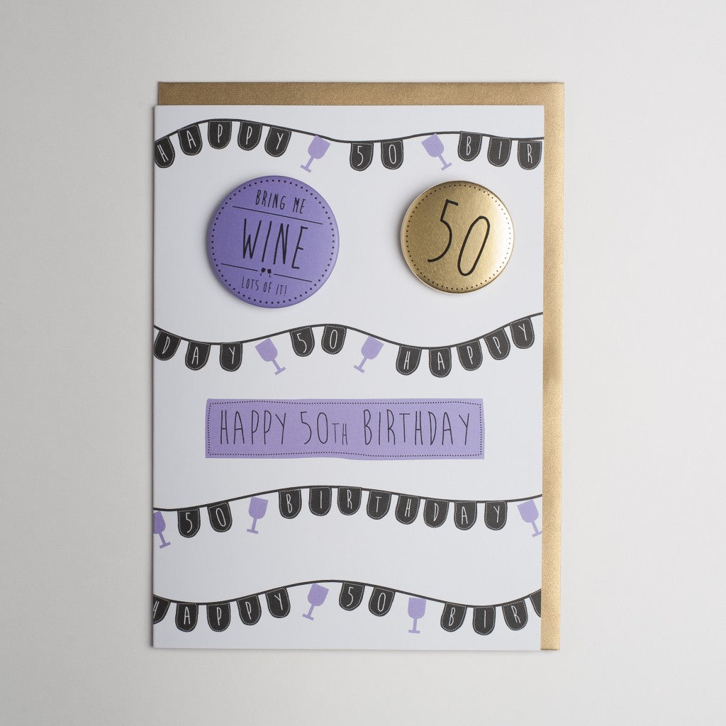Papersole Happy 50th Birthday Badge Card