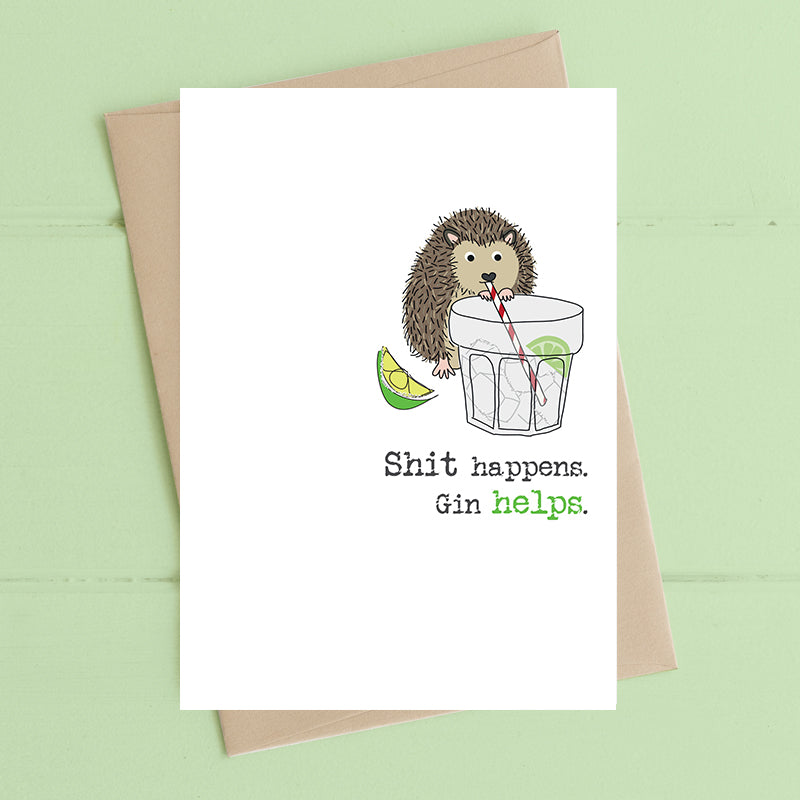 Dandelion Stationery - Gin Helps Blank Card