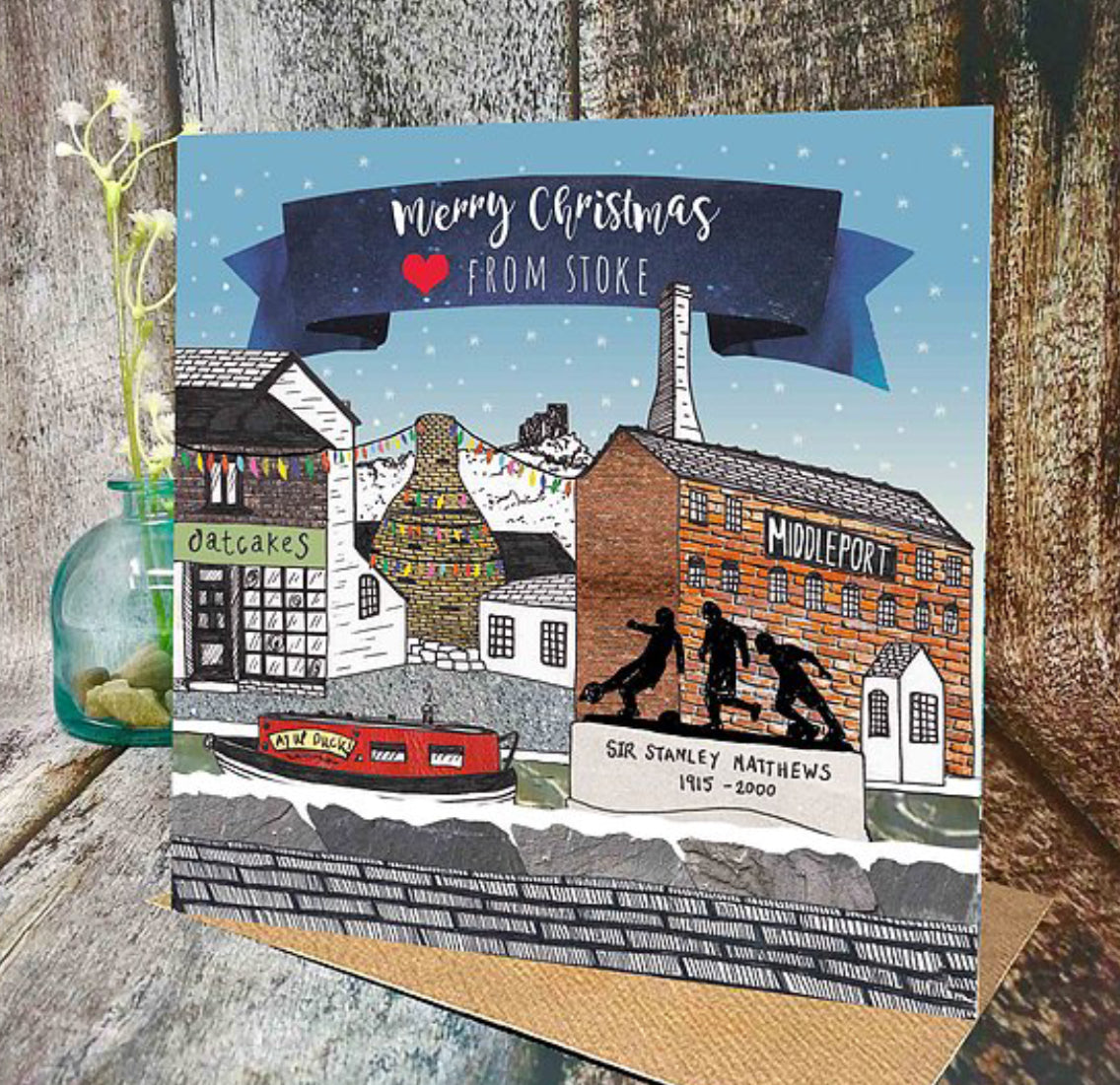 Flying Teaspoons Merry Christmas from Stoke Card