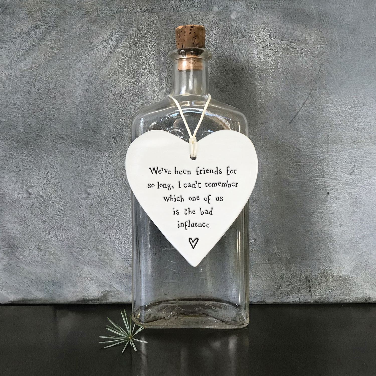 East of India Porcelain Round Hanging Heart -Bad Influence