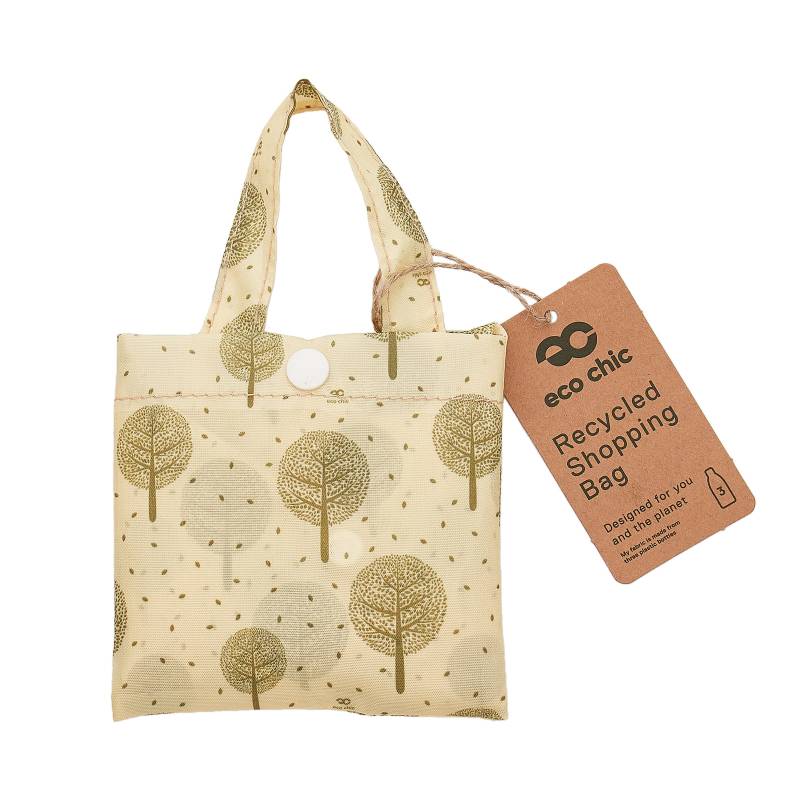 Eco Chic Foldable Recycled Shopping Bag - Tree of Life -Beige
