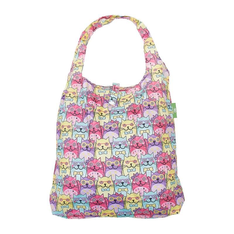 Eco Chic Foldable Recycled Shopping Bag - Multiple Cats -Multi