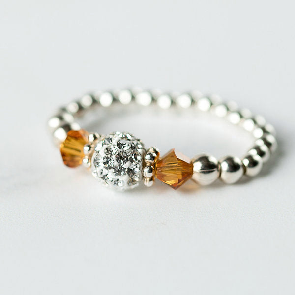 Topaz (November Birthstone) Silver Stretch Ring