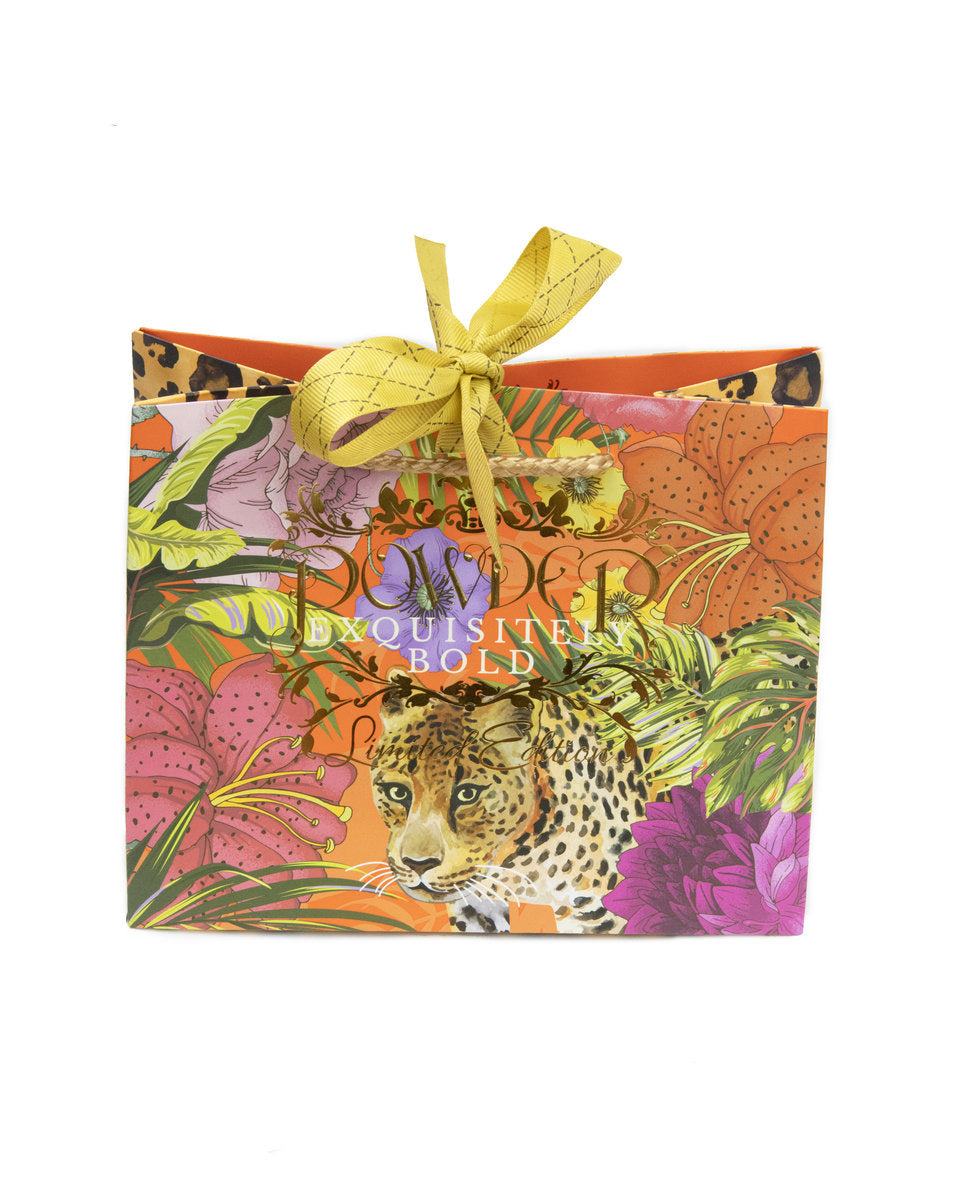 Powder Blooming Jungle Small Satin Square Scarf - Orange