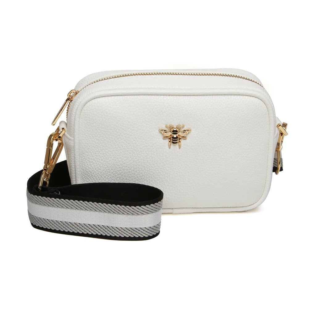 Alice Wheeler White Mini Crossbody Bag with Bag Strap