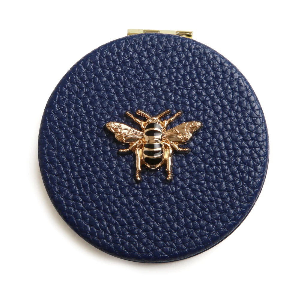 Alice Wheeler Navy Bee Round Compact Mirror