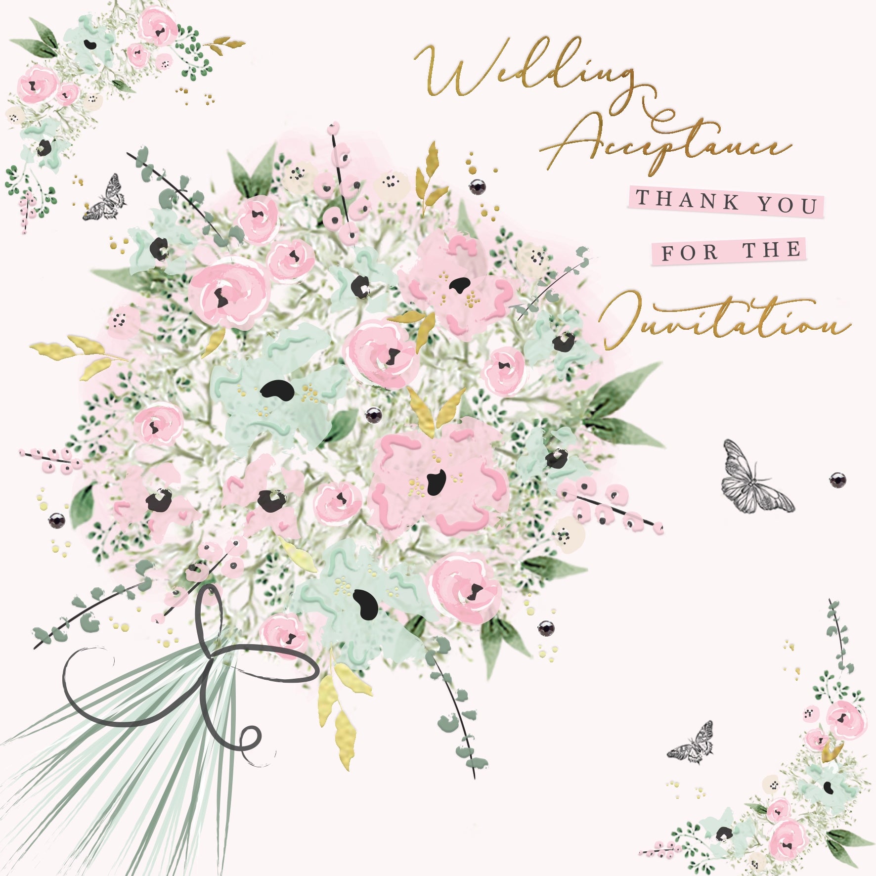 The Handcrafted Card Company Wedding Acceptance Bouquet Card