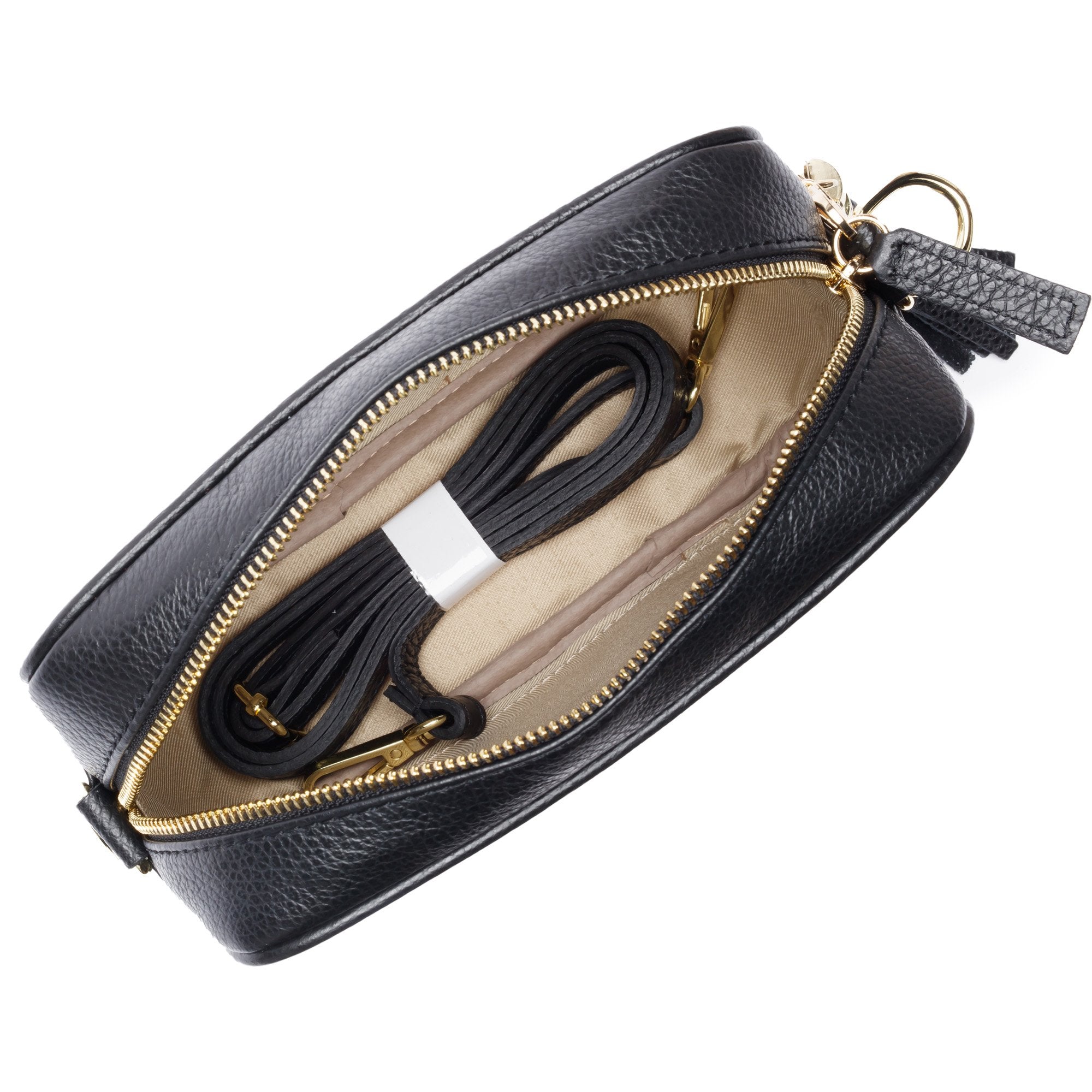 Elie Beaumont Designer Leather Crossbody Bag - Black (GOLD Fittings)