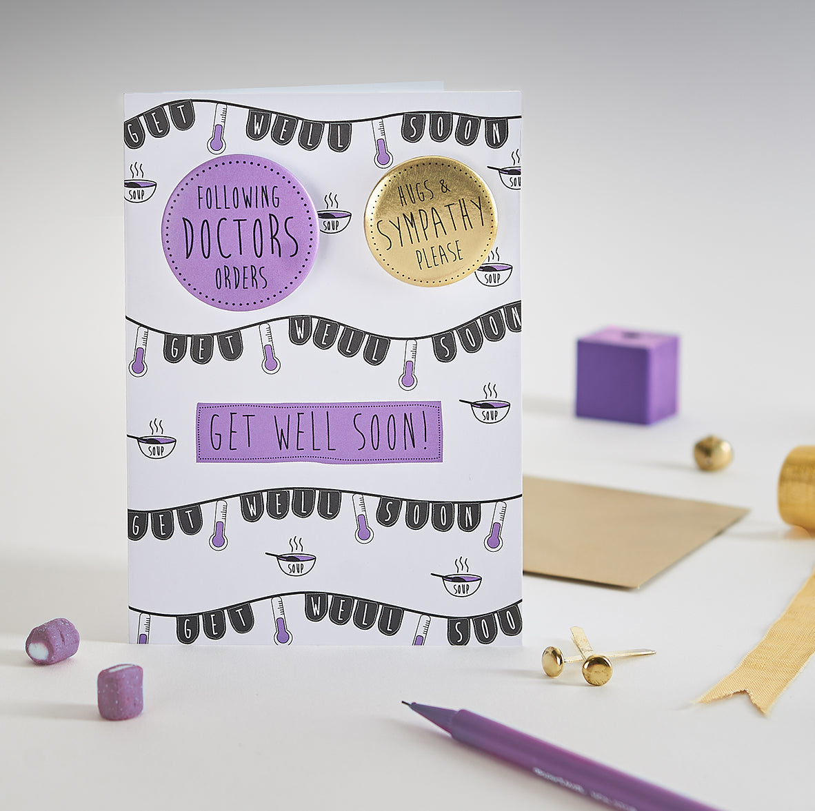 Papersole Get Well Soon Badge Card