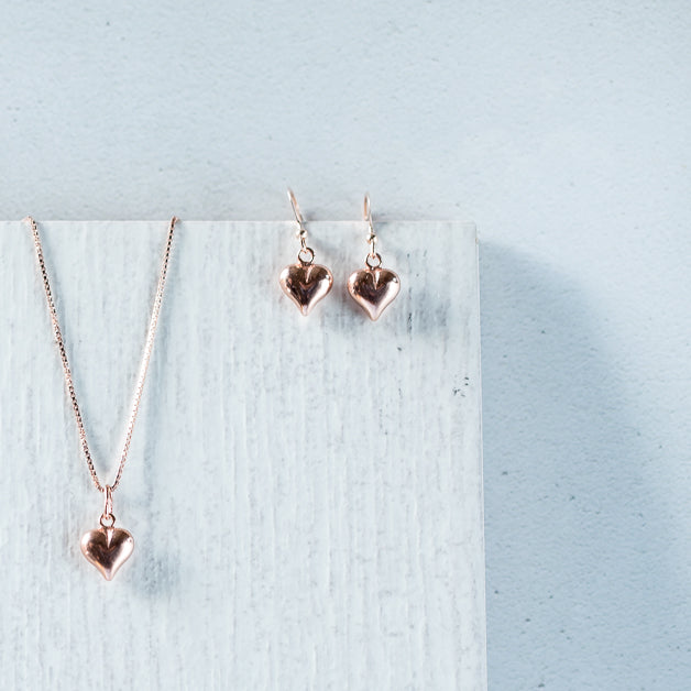 Jolu Jewellery Rose Gold Puff Heart Pendant