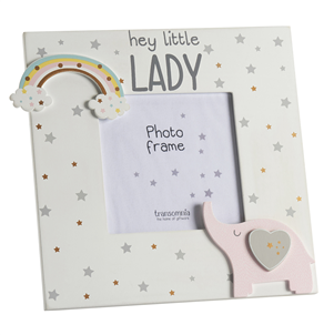 Transomnia Hey Little Lady Elephant & Rainbow Photo Frame