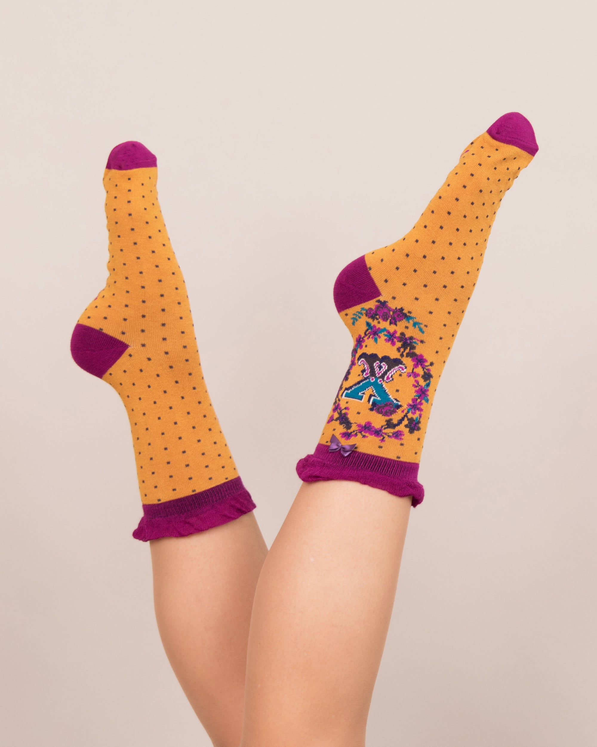 Powder Alphabet Socks - Letter X