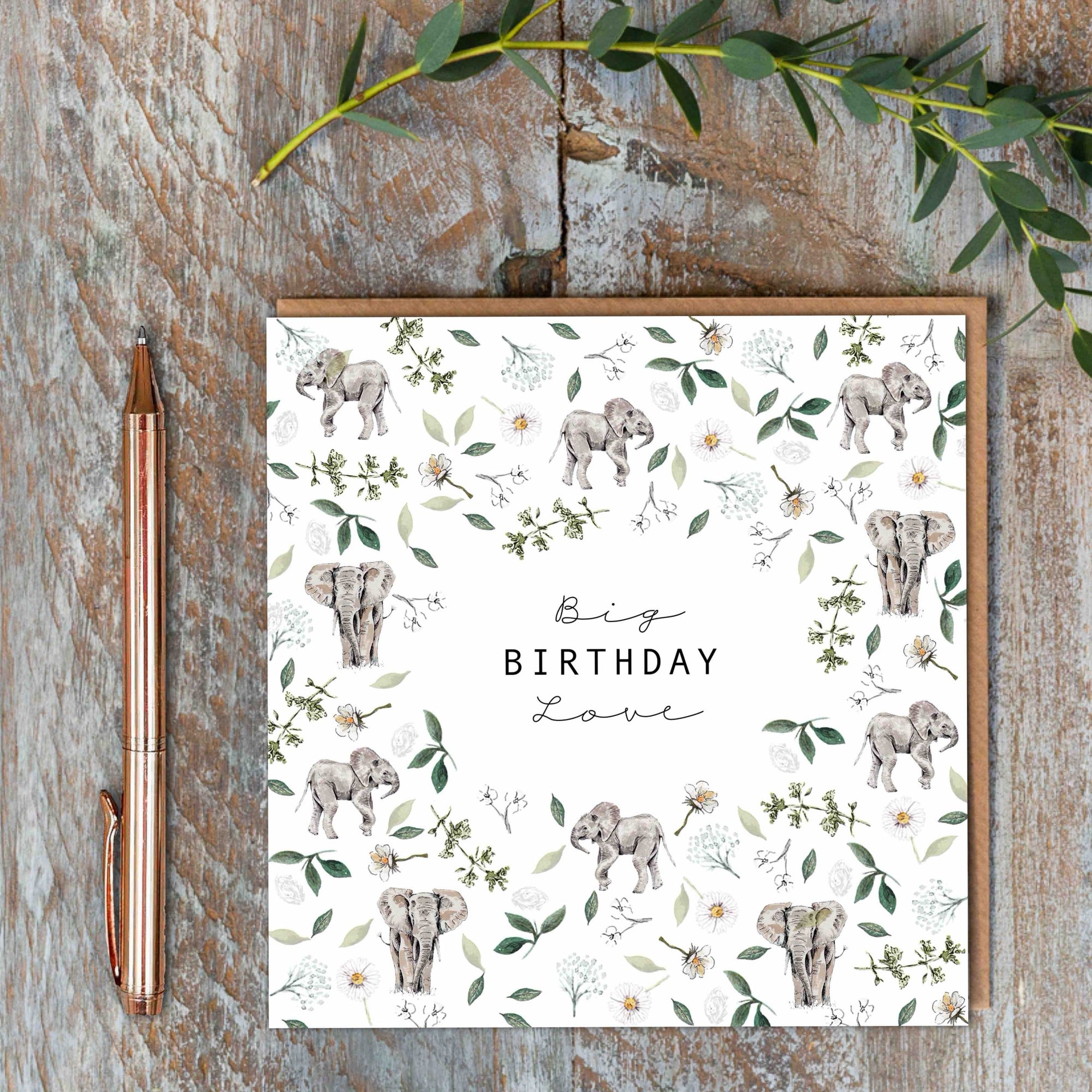 Toasted Crumpet Big Birthday Love Elephants Card