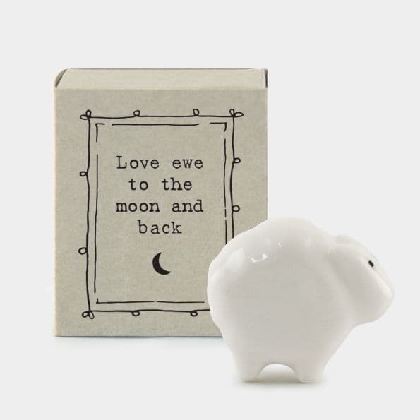 East of India Matchbox Animal - Porcelain Sheep - Love Ewe