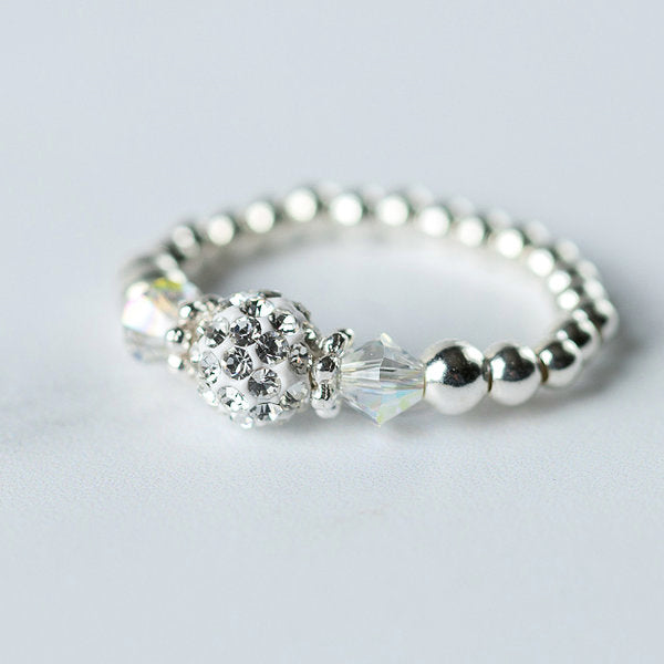 Crystal AB (April Birthstone) Silver Stretch Ring