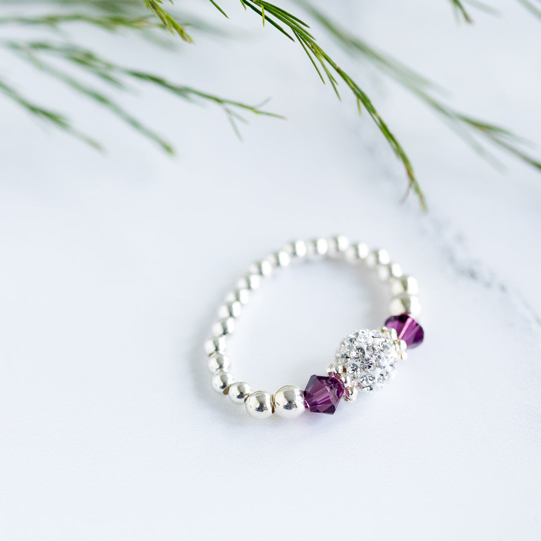 Jolu Jewellery Amethyst (February Birthstone) Stretch Ring