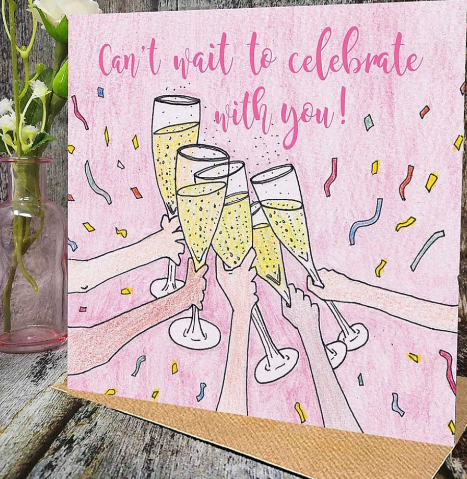 Flying Teaspoons Can’t Wait to Celebrate With You Blank Card