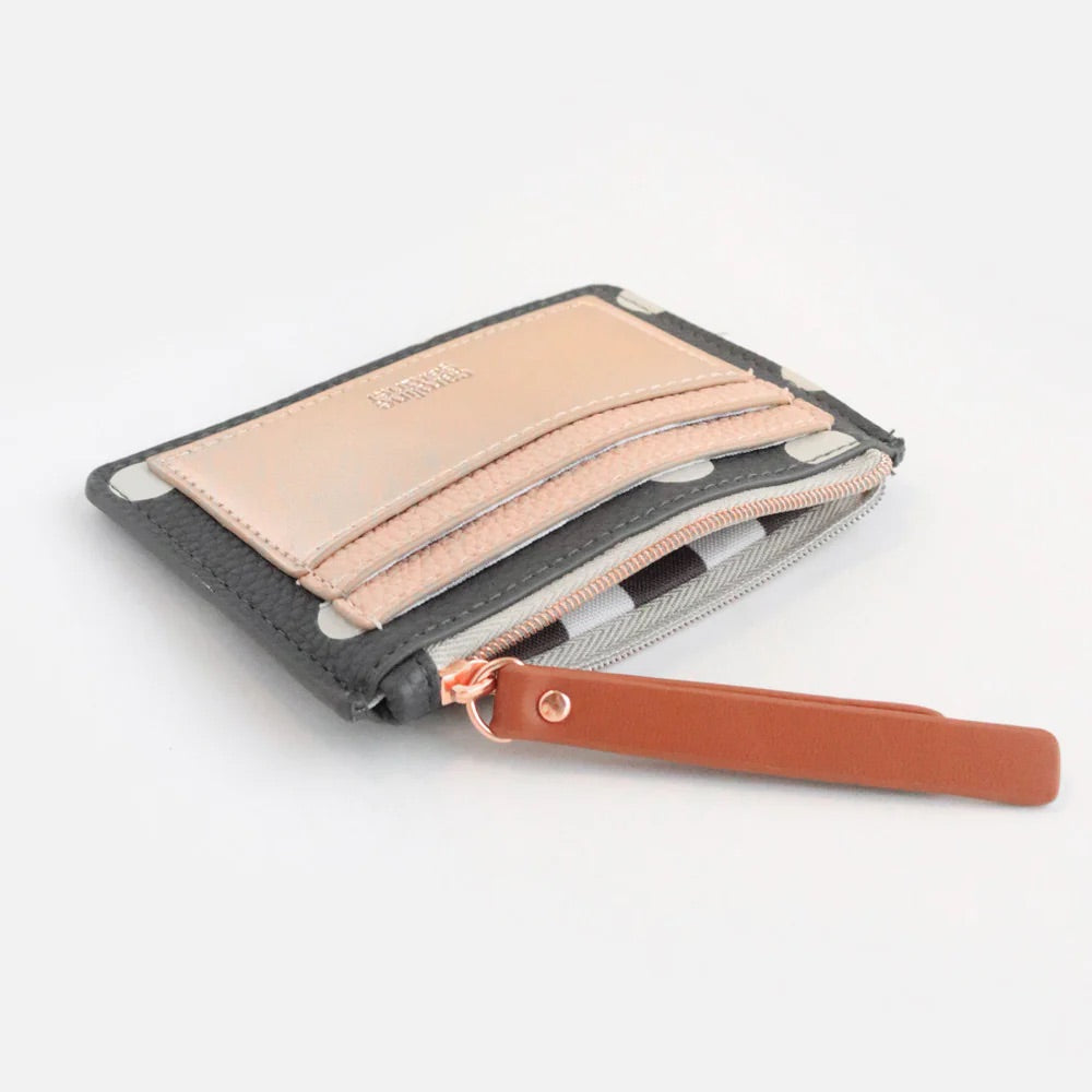Caroline Gardner Charcoal Spot & Rose Gold Patch Purse