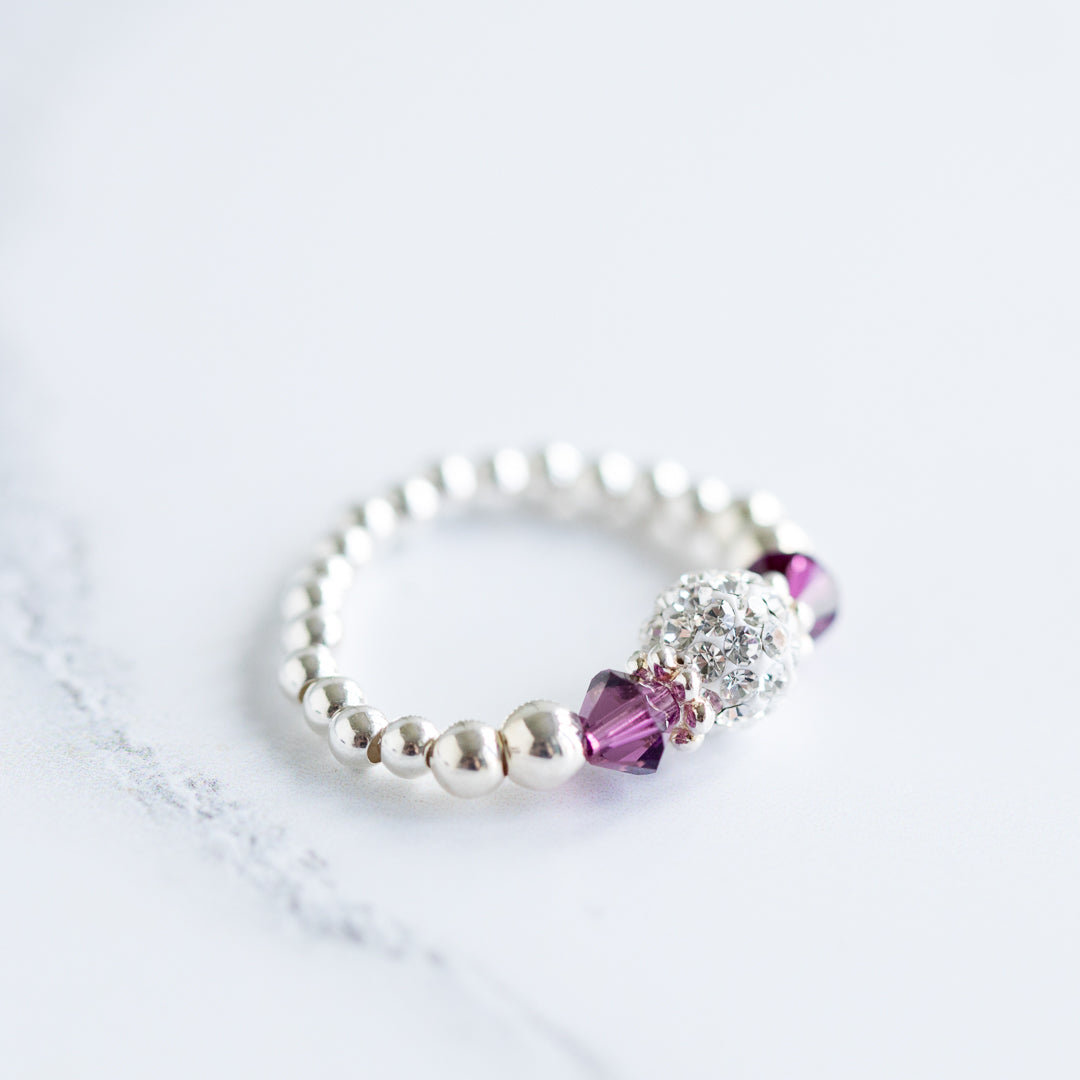 Jolu Jewellery Amethyst (February Birthstone) Stretch Ring