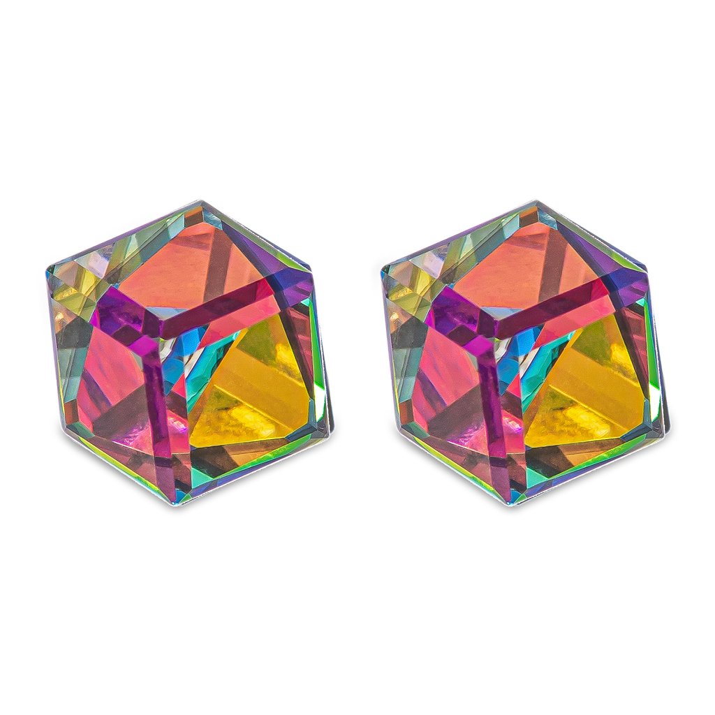 Byzantium 6mm Swarovski Crystal Studs - Obliques - Vitrail Medium