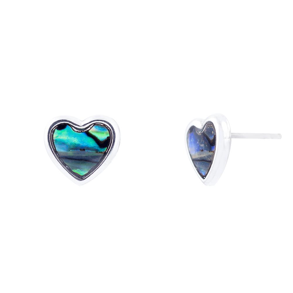 Byzantium Paua Shell Stud Earrings -Hearts