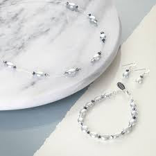 Carrie Elspeth Grey Oval Pearl & Crystal Necklace