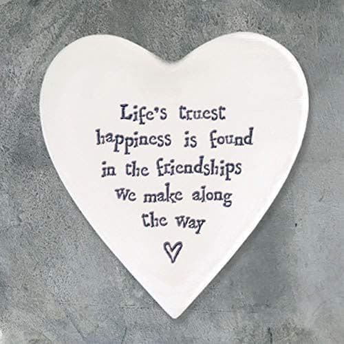 East of India Porcelain Heart Coaster - Life's Truest Happiness