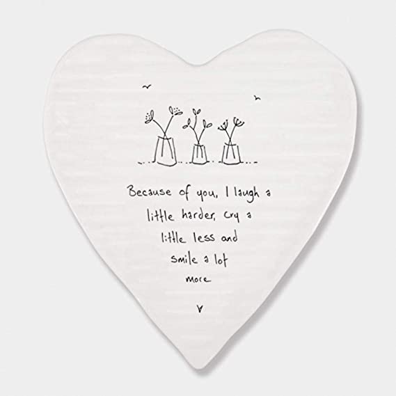 East of India Porcelain Heart Coaster - Because of You