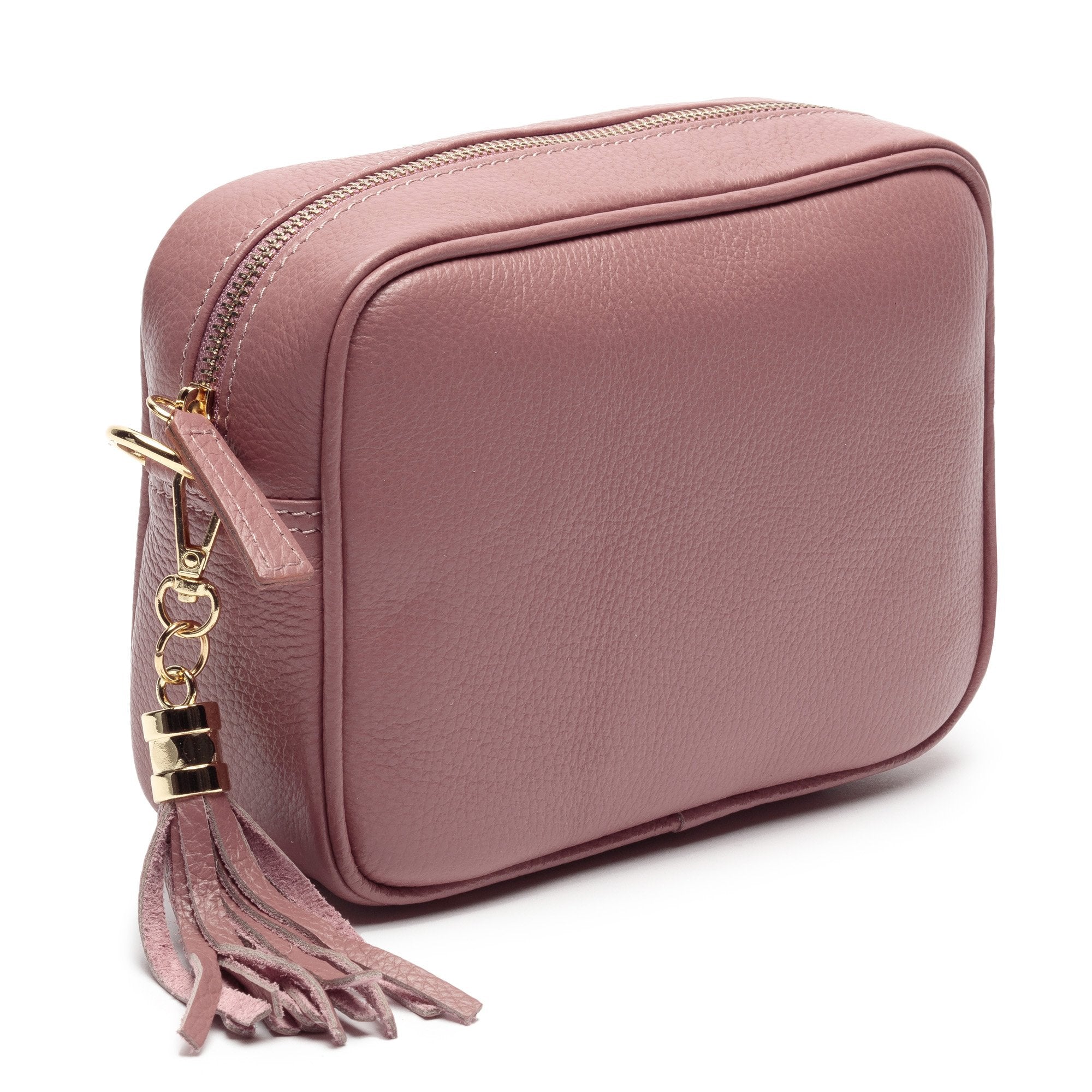 Elie Beaumont Designer Leather Crossbody Bag - Dusty Rose Pink (GOLD Fittings)
