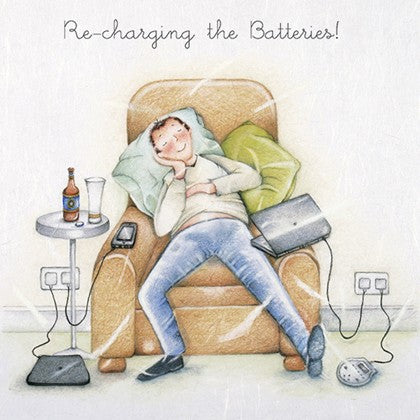 Berni Parker Blank Card - Re-charging the Batteries