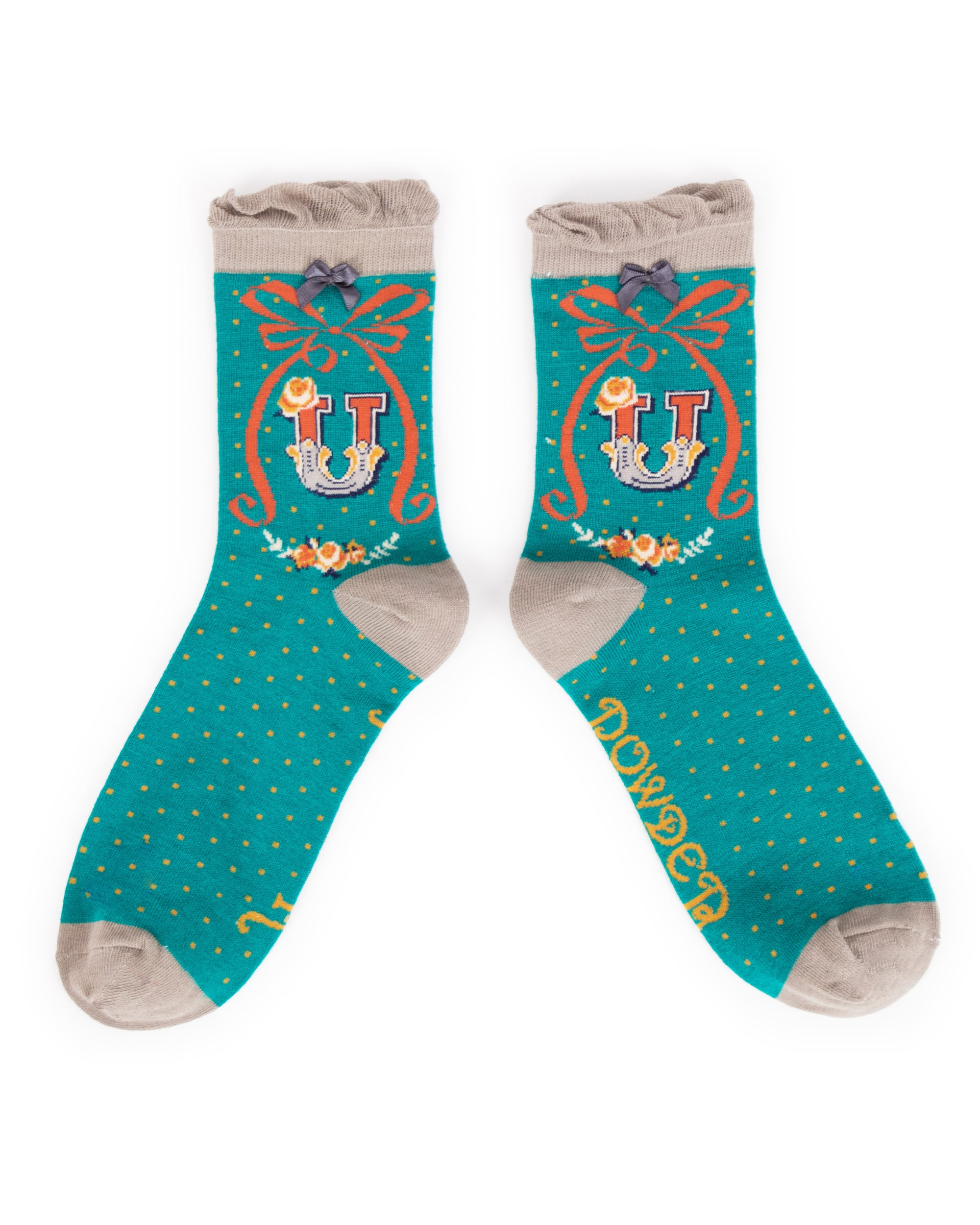 Powder Alphabet Socks - Letter U