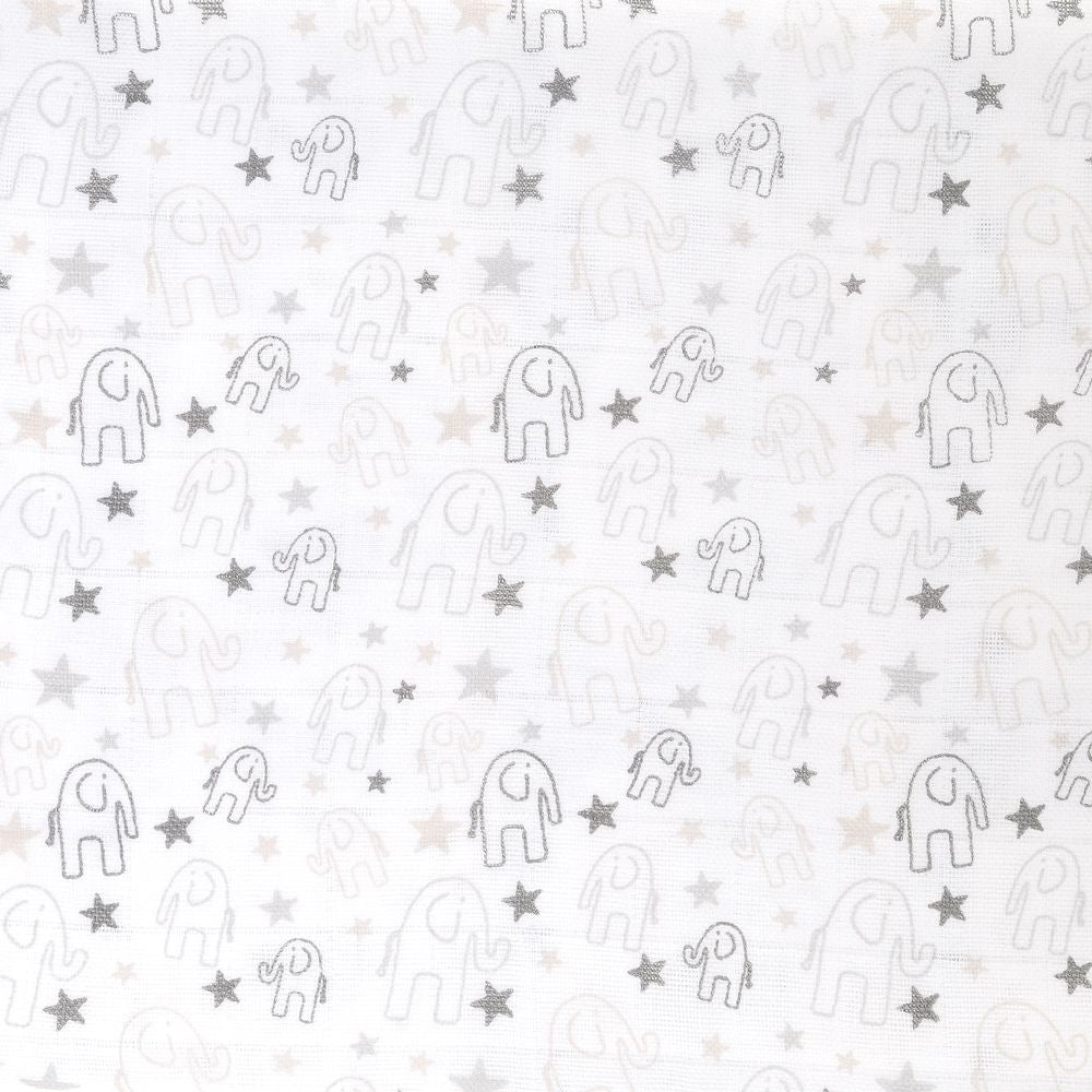Ziggle Grey Elephant Muslin